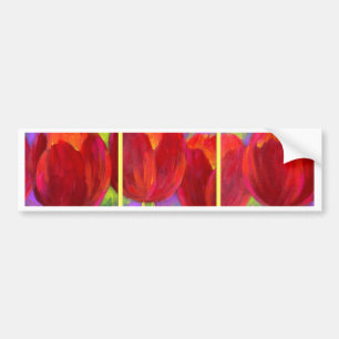 Red Tulps Flowers Art Painting - Multi Bumpersticker