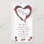 Red Tulps, Love Heart Wreath w/Red Back Weddenscha Save The Date (Voorkant)