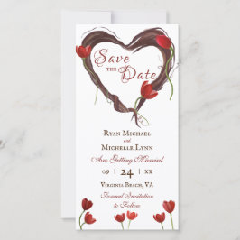Red Tulps, Love Heart Wreath w/Red Back Weddenscha Save The Date