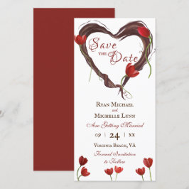 Red Tulps, Love Heart Wreath w/Red Back Weddenscha Save The Date