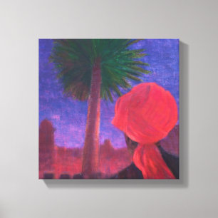 Red Turban dusk Jodhpur 2012 Canvas Afdruk