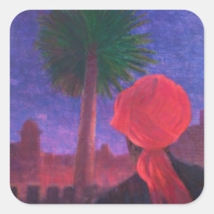 Red Turban dusk Jodhpur 2012 Vierkante Sticker