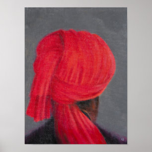 Red Turban op grijs 2014 Poster