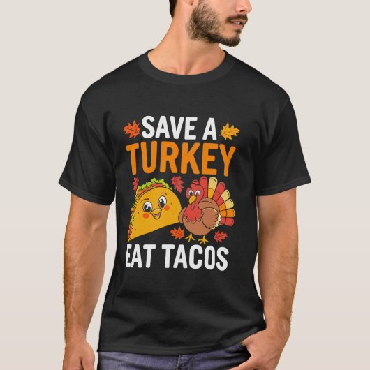 Red Turkey Eat Tacos Mexican Funny Thanksgiving D T-shirt (Voorkant)