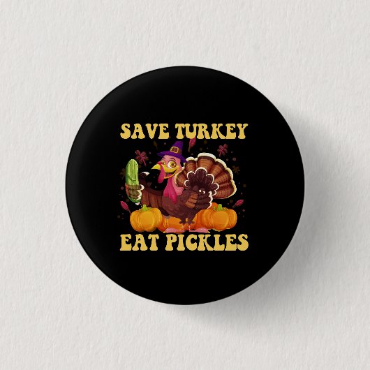 Red Turkije Eat Pickles Funny Thankgiving Gift Ronde Button 3,2 Cm (Voorkant)