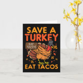 red turkije eet tacos mexicaans leuk Thanksgiving  Kaart (Gele Bloem)