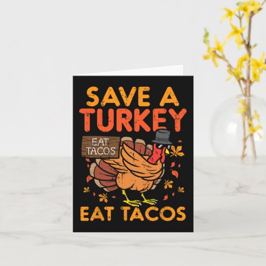 red turkije eet tacos mexicaans leuk Thanksgiving  Kaart (Gele Bloem)