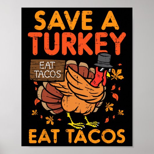 red turkije eet tacos mexicaans leuk Thanksgiving  Poster (Voorkant)