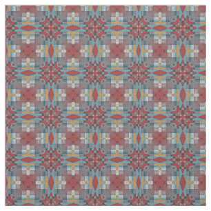 Red Turquoise Blauwgroen Blue Ochre Yellow Ethnic Stof