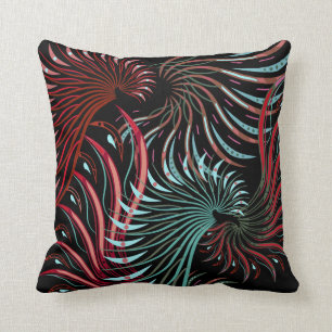 Red, Turquoise en Black Abstracte Wings Kussen