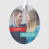Red Turquoise Modern Photo Holiday Ornament (voorkant)