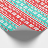 Red Turquoise Noors kerstkeukenpatroon Cadeaupapier (Hoek)