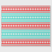 Red Turquoise Noors kerstkeukenpatroon Cadeaupapier (Vlak)