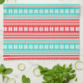 Red Turquoise Noors kerstkeukenpatroon Theedoek (Gevouwen)