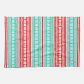 Red Turquoise Noors kerstkeukenpatroon Theedoek (Horizontaal)