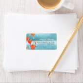 Red Turquoise Poppy Wedding Address Etiket (Insitu)