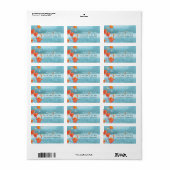 Red Turquoise Poppy Wedding Address Etiket (Full Sheet)