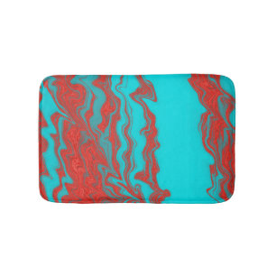 Red Turquoise Wavy Lines Badmat