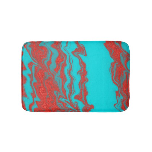 Red Turquoise Wavy Lines Badmat (Voorkant)