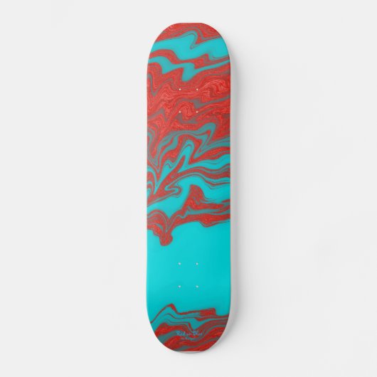 Red Turquoise Wavy Lines Persoonlijk Skateboard (Voorkant)