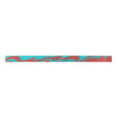 Red Turquoise Wavy Lines Satijnen Lint (Voorkant)