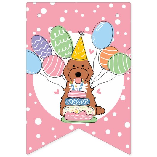 Red Tuxedo Cockapoo Cavapoo Hond Verjaardagsfeest Vlaggetjes (Eerste vlag)