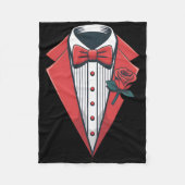 Red Tuxedo Costume With Rose Fancy Formal Bow Tie  Fleece Deken (Voorkant)