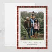 Red Tweed Photocard Holiday Card Feestdagenkaart (Voorkant / Achterkant)