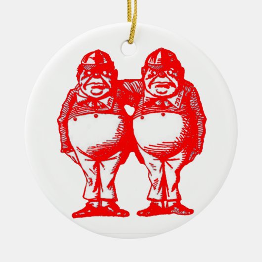 Red Tweedle Dee & Tweedle Dum Keramisch Ornament (Voorkant)