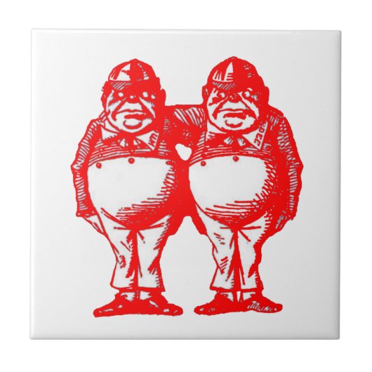 Red Tweedle Dee & Tweedle Dum Tegeltje (Voorkant)