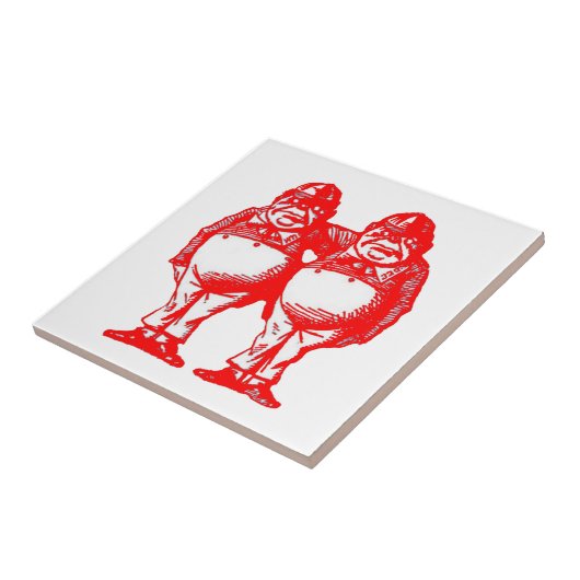 Red Tweedle Dee & Tweedle Dum Tegeltje (Zijkant)
