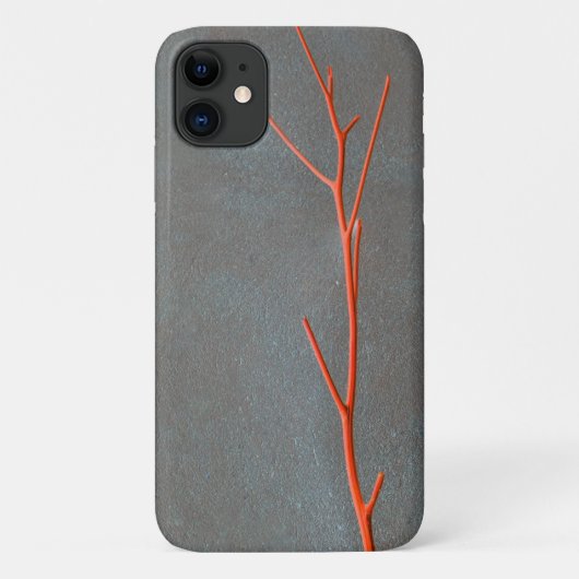 Red Twig Gray Concrete Texture iPhone 11 Hoesje (Achterkant)