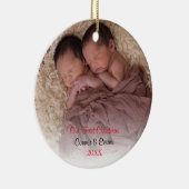 Red Twins Baby's First Kerstfoto Keramisch Ornament (Rechts)