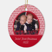Red Twins' Eerste kerstfoto Keramisch Ornament (Links)
