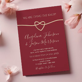 Red Tying The Knot Modern Wedding Kaart