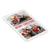Red Typografie Merry Kerstfeest Drie Foto Magneet (Rechterzijde)