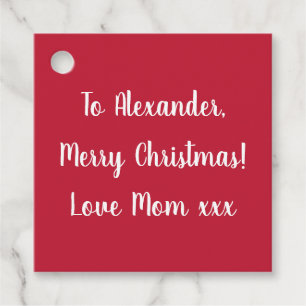 Red Typografie Merry Kerstmis van mam Gift Bedankjes Labels