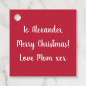 Red Typografie Merry Kerstmis van mam Gift Bedankjes Labels (Voorkant)