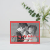 Red Typography Merry kerstfoto Briefkaart (Staand voorkant)