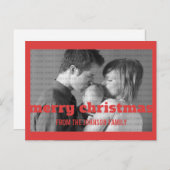 Red Typography Merry kerstfoto Briefkaart (Voorkant / Achterkant)