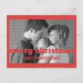 Red Typography Merry kerstfoto Briefkaart (Voorkant)