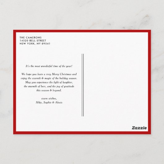 Red Typography Merry Kerstry Three Photo Collage Briefkaart (Achterkant)