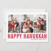 Red Typography Photo Collage Happy Hanukkah Feestdagenkaart (Voorkant)