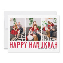 Red Typography Photo Collage Happy Hanukkah