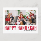 Red Typography Photo Collage Happy Hanukkah Feestdagenkaart (Voorkant)