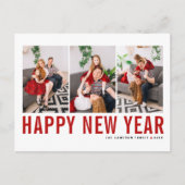 Red Typography Photo Collage Happy Nieuwjaar Feestdagenkaart (Voorkant)