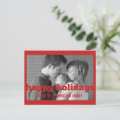 Red Typography Prettige feestdagen Photo Briefkaar (Staand voorkant)