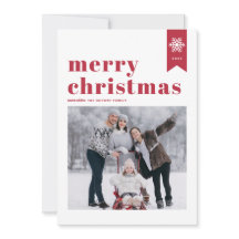 Red Typography Snowflakes Merry Kerstfoto