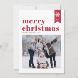 Red Typography Snowflakes Merry Kerstfoto Feestdagenkaart