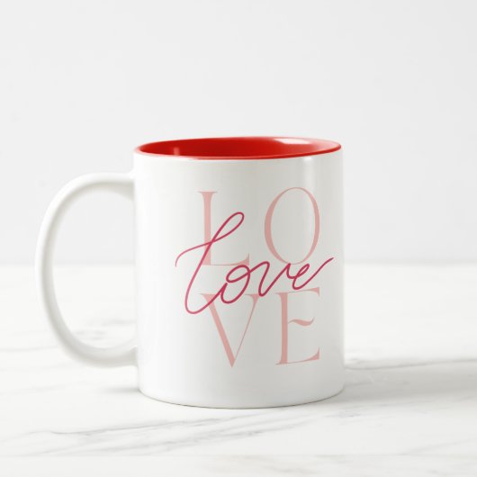 Red Typography Valentijnsdag Love Coffee Cup Mok (Links)